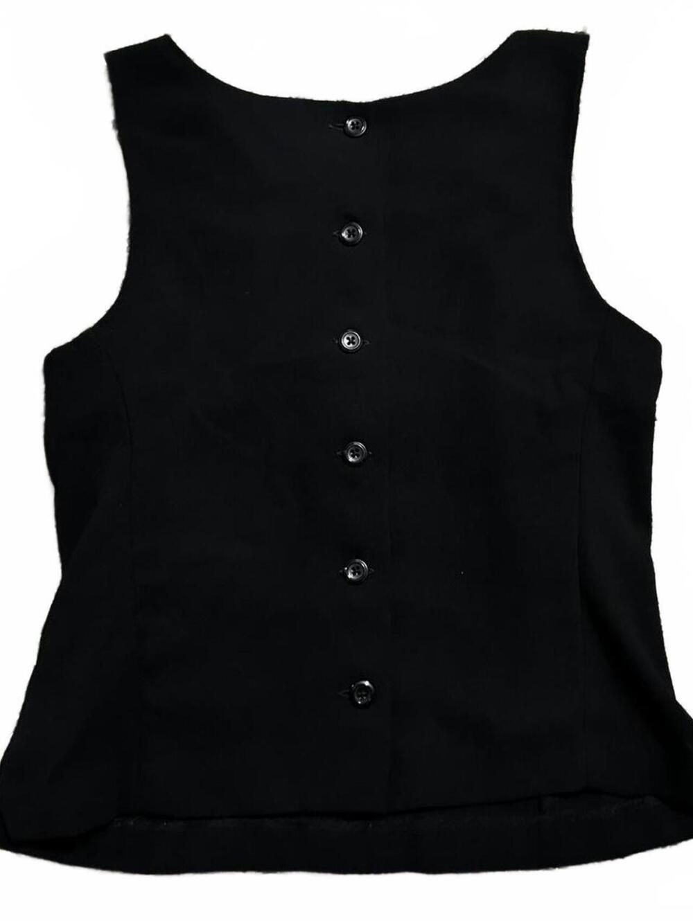 Esprit 90s Feminine Black Sleeveless Blouse With Button Back Closure Size S